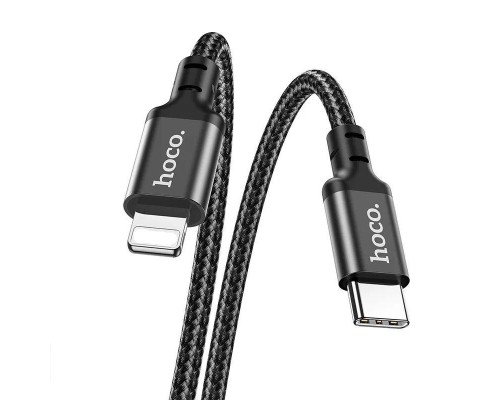 Кабель HOCO X14 Type-C to iP 3A, 20W, 1m, nylon, aluminum connectors, Black (6931474752192)