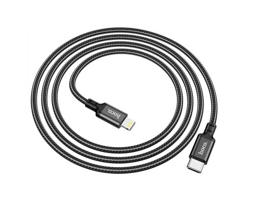 Кабель HOCO X14 Type-C to iP 3A, 20W, 1m, nylon, aluminum connectors, Black (6931474752192)