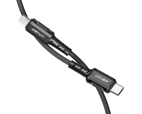 Кабель ACEFAST C1-01 Type-C to iP 3A, 1.2m, nylon, aluminum connectors, Black (6974316280484)