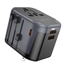 Мережевий зарядний пристрій BOROFONE BAC13 Leader 3-port PD20W(1C2A) universal conversion charger Black (6941991117169)