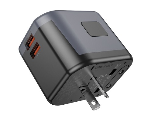 Мережевий зарядний пристрій BOROFONE BAC13 Leader 3-port PD20W(1C2A) universal conversion charger Black (6941991117169)