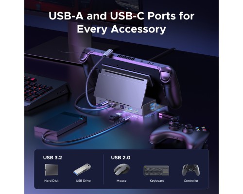 Док-станція UGREEN CM800 9in1 USB-C Output：1×DP, 1×USB-C, 3×USB-A, 1×RJ45, 1×SD Card Slot, 1×TF Card Slot Space Gray (UGR-55733)