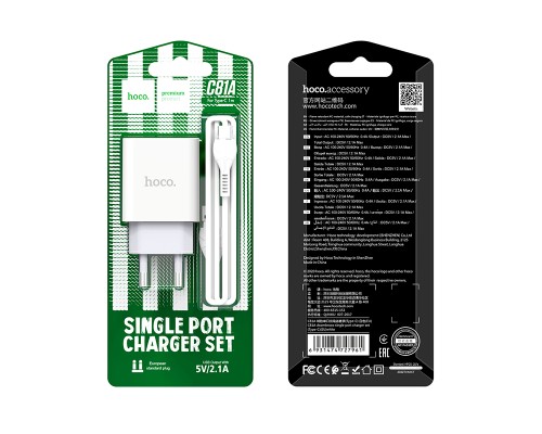 Мережевий зарядний пристрій з кабелем HOCO C81A Asombroso single port charger set(Type-C) White (6931474727961)