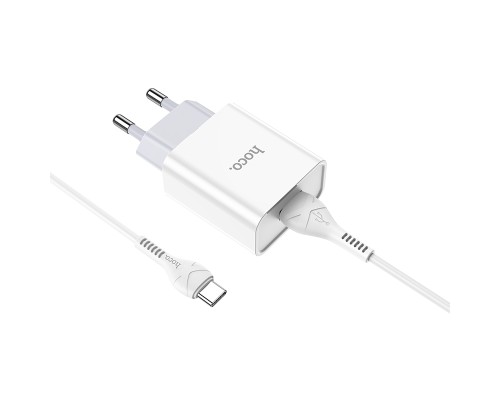 Мережевий зарядний пристрій з кабелем HOCO C81A Asombroso single port charger set(Type-C) White (6931474727961)