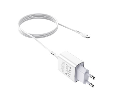 Мережевий зарядний пристрій з кабелем HOCO C81A Asombroso single port charger set(Type-C) White (6931474727961)
