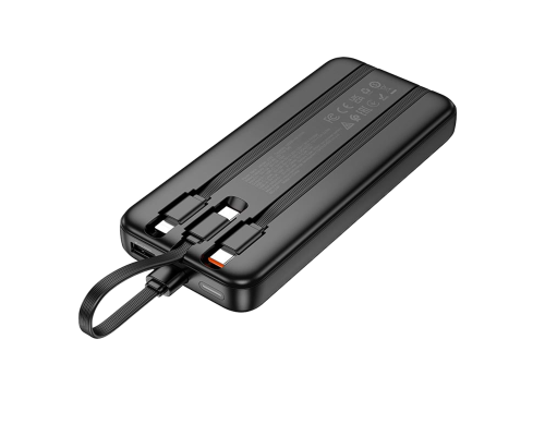 Зовнішній акумулятор HOCO J132 Sabio fully compatible power bank with 3 cables (10000mAh) Black (6942007632577)