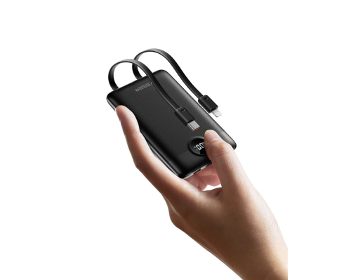 Зовнішній акумулятор VEGER 10000 mAh with built-in cables Type C / Lightning PD QC3.0 2A 22,5W C11 (W1170) black (VG-W1170)