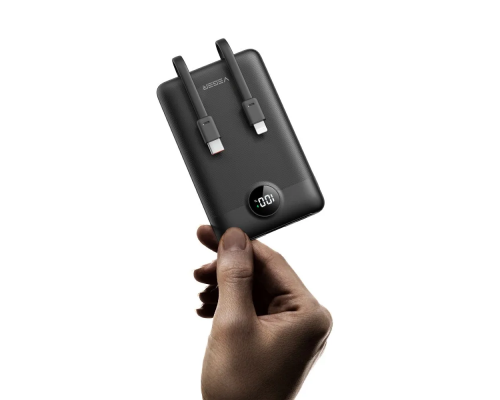 Зовнішній акумулятор VEGER 10000 mAh with built-in cables Type C / Lightning PD QC3.0 2A 22,5W C11 (W1170) black (VG-W1170)
