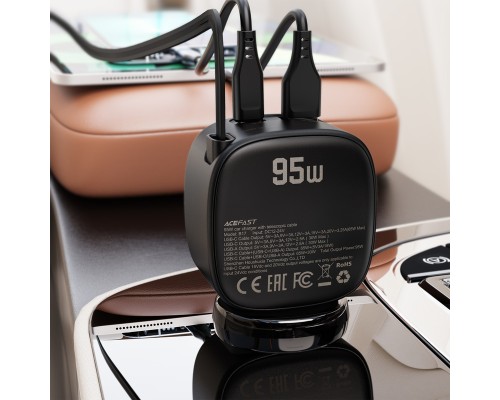 Автомобільний зарядний пристрій ACEFAST B17 95W car charger with telescopic cable Black (6974316285946)