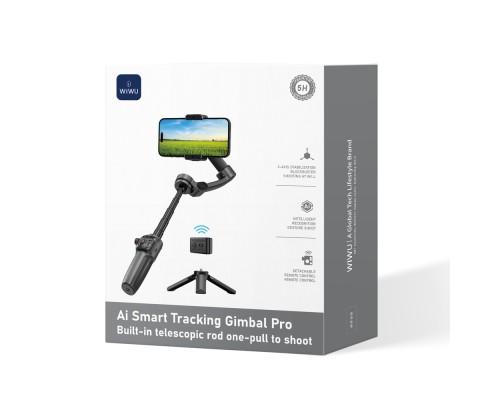 Триосьовий стабілізатор WIWU AI Smart Checking Gimbal PRO Wi-SE016 Black (6977703654363)