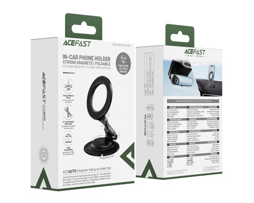 Автотримач для телефона ACEFAST D64 magnetic folding car holder, Black (6974316286332)