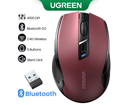 Маніпулятор миша бездротова UGREEN MU006 Ergonomic Wireless Mouse Red (UGR-25752)