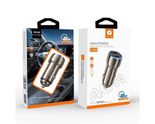 Автомобільний зарядний пристрій WUW-C190 PD 20W +PD 20W black (6972573335640)