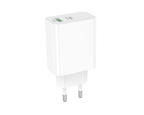 Мережевий зарядний пристрій BOROFONE BA106A Stellar PD20W+QC3.0 charger (EU) White (6941991125317)