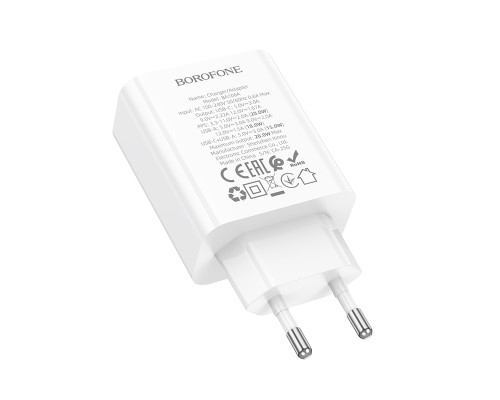 Мережевий зарядний пристрій BOROFONE BA106A Stellar PD20W+QC3.0 charger (EU) White (6941991125317)