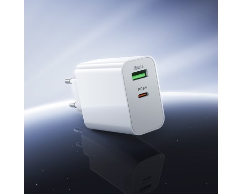 Мережевий зарядний пристрій BOROFONE BA106A Stellar PD20W+QC3.0 charger (EU) White (6941991125317)
