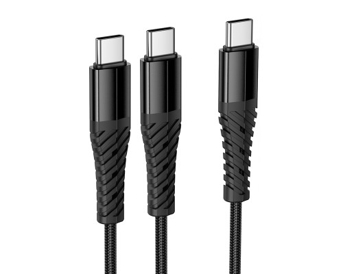 Кабель HOCO X123 Victory 2-in-1 charging cable(C to C+C) Black (6942007663595)
