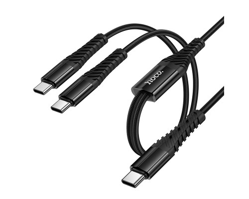 Кабель HOCO X123 Victory 2-in-1 charging cable(C to C+C) Black (6942007663595)