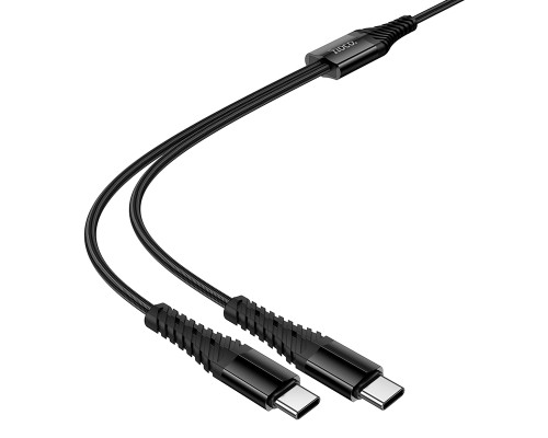 Кабель HOCO X123 Victory 2-in-1 charging cable(C to C+C) Black (6942007663595)