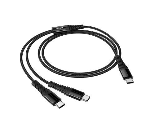 Кабель HOCO X123 Victory 2-in-1 charging cable(C to C+C) Black (6942007663595)