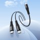 Кабель HOCO X123 Victory 2-in-1 charging cable(C to C+C) Black (6942007663595)