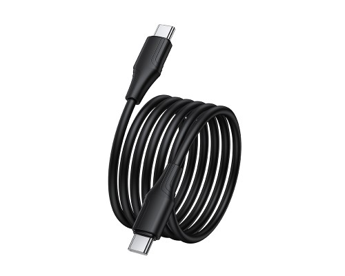 Кабель HOCO X124 Bien 60W silicone charging data cable C to C Black (6942007664448)
