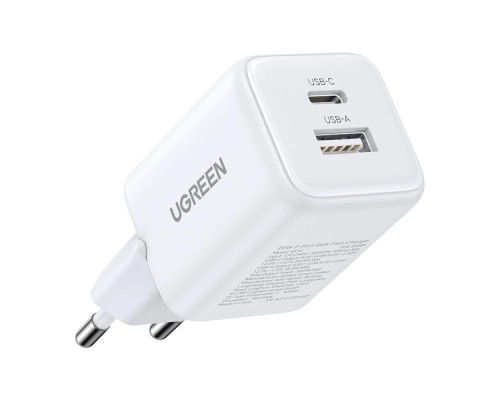Мережевий зарядний пристрій UGREEN X514 20W 2-Port GaN Fast Charger EU White (UGR-65006)