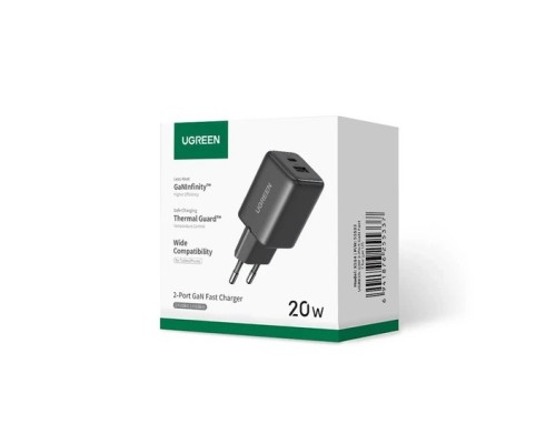Мережевий зарядний пристрій UGREEN X514 20W 2-Port GaN Fast Charger EU White (UGR-65006)