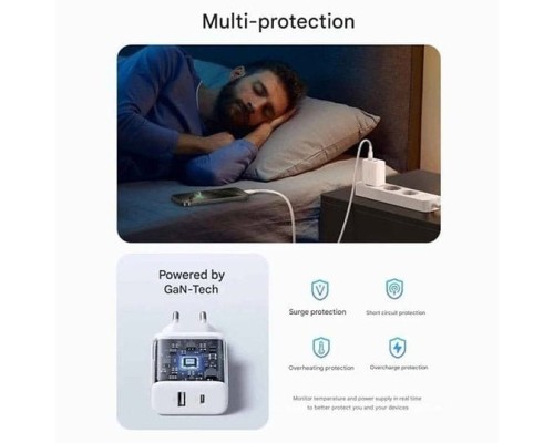 Мережевий зарядний пристрій UGREEN X514 20W 2-Port GaN Fast Charger EU White (UGR-65006)