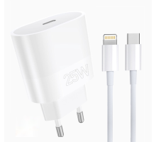 Мережевий зарядний пристрій з кабелем WUW-T86L PD 25W fast charger + USB C to lighting set (6972573338207)
