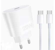 Мережевий зарядний пристрій з кабелем WUW-T86C PD 25W fast charger + USB C to USB C cable set (6972573338030)