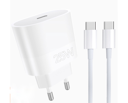 Мережевий зарядний пристрій з кабелем WUW-T86C PD 25W fast charger + USB C to USB C cable set (6972573338030)