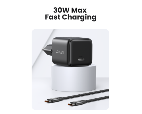Мережевий зарядний пристрій UGREEN X513 30W USB-C GaN Fast Charger EU Black (UGR-65007)