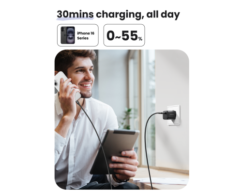 Мережевий зарядний пристрій UGREEN X513 30W USB-C GaN Fast Charger EU Black (UGR-65007)