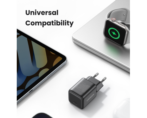 Мережевий зарядний пристрій UGREEN X513 30W USB-C GaN Fast Charger EU Black (UGR-65007)