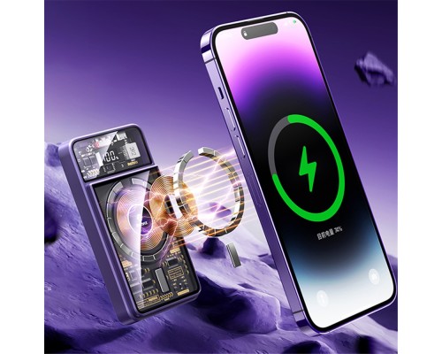 Зовнішній акумулятор REMAX Walking·Phantom Series PD20W+QC22.5W Cabled Magnetic Wireless Charging Power Bank 10000mAh RPP-580 Black (6954851208631)