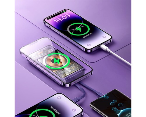 Зовнішній акумулятор REMAX Walking·Phantom Series PD20W+QC22.5W Cabled Magnetic Wireless Charging Power Bank 10000mAh RPP-580 Black (6954851208631)