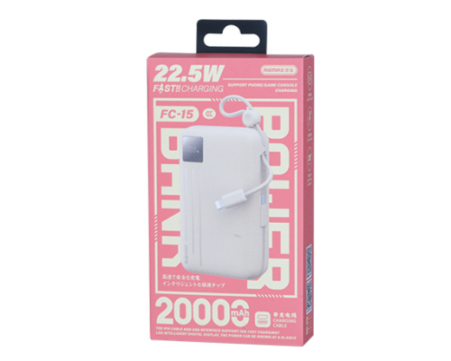Зовнішній акумулятор REMAX 22.5W Dual cables fast charging power bank 20000mAh FC-15 Beige (6954851254270)
