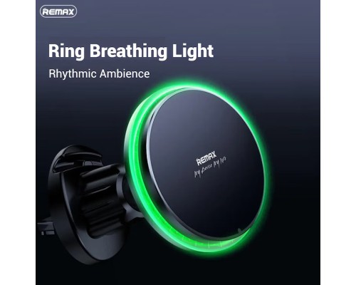 Автотримач для телефона з БЗП REMAX MagSafe Magnetic 15W Wireless Charging Car Mount RM-C01 Black (6954851236337)
