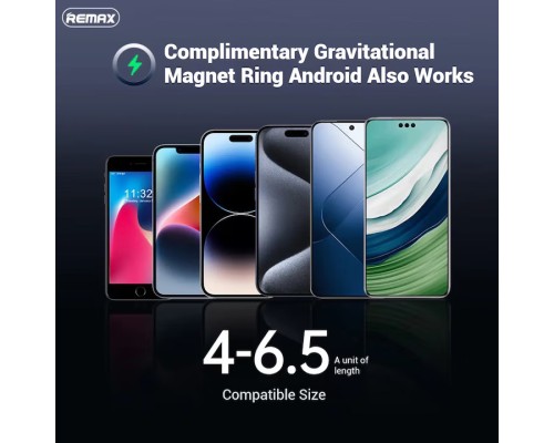 Автотримач для телефона з БЗП REMAX MagSafe Magnetic 15W Wireless Charging Car Mount RM-C01 Black (6954851236337)