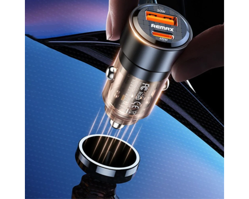 Автомобільний зарядний пристрій REMAX Walking Series 75W PD+QC 1C+1A Fast Car Charger RCC360 Black (6954851209133)