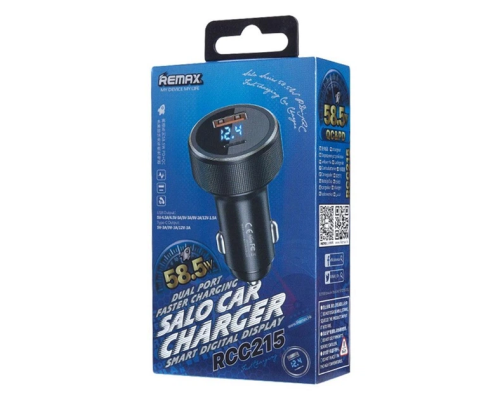 Автомобільний зарядний пристрій REMAX Salo Series 58.5W PD+QC 1A+1C Fast Charging Car Charger RCC215 Black (6972174159294)
