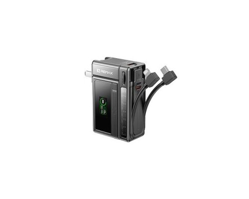 Зовнішній акумулятор REMAX Wayto Series TFT Screen Built-in Fast Charging Cables QC22.5 Wall Plug Power Bank(Charger)10000mAh FP-100 Black (6954851265559)
