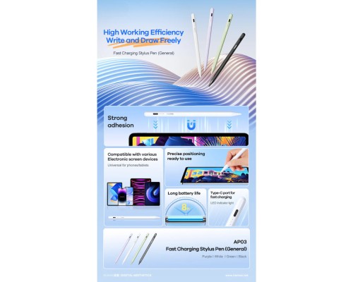 Стилус "REMAX Fast Charging Stylus Pen (Universall) AP03" Black (6954851215042)