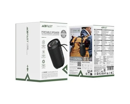 Портативна колонка ACEFAST K12 Air portable speaker, 8W, IPX4, Black (6974316287131)