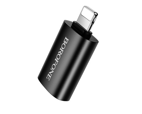 Адаптер BOROFONE BV26 iP male to USB female USB2.0 adapter Black (6941991123979)