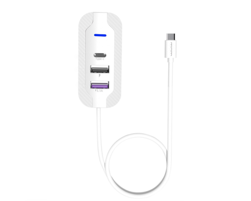 USB-хаб WUW-C246 3-in-1 USB-C to 2 USB-A, USB-C White (6972573338542)
