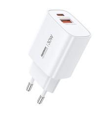 Мережевий зарядний пристрій REMAX GaN Fast Charging Charger  A+C U187-AC30W EU (6954851247128)