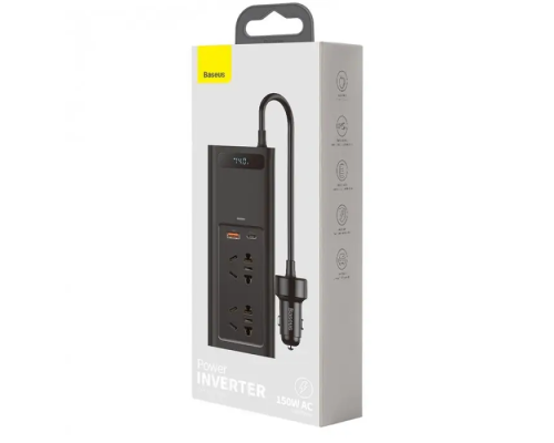 Автомобільний інвертор Baseus In-car Inverter 150W (220V CN/EU) Black (CRNBQ-A01)