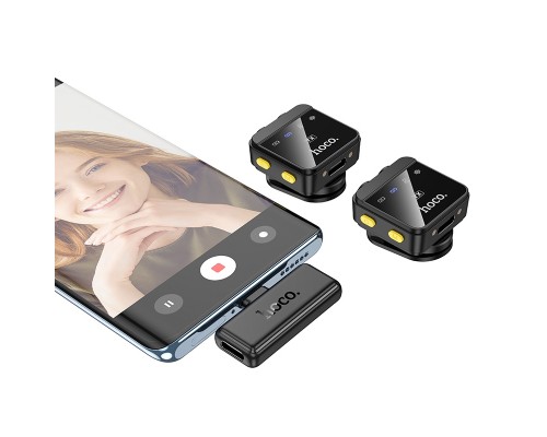 Бездротова мікрофонна система HOCO L17 magnetic dual-mic (iP/Type-C) Black (6942007645997)
